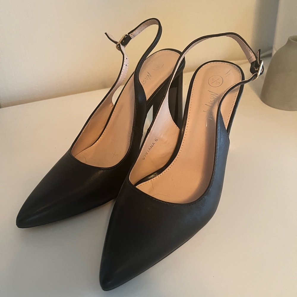 Black sling back heels